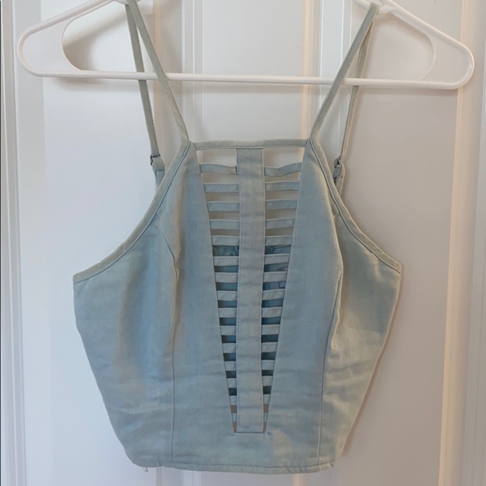 LF • Rumor Boutique Blue Crop Top